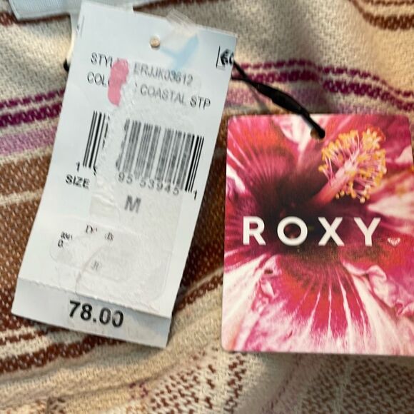 Roxy Sunlight Rider Stripe Hooded Cotton Shirt Jacket Shacket M - Picture 10 of 16